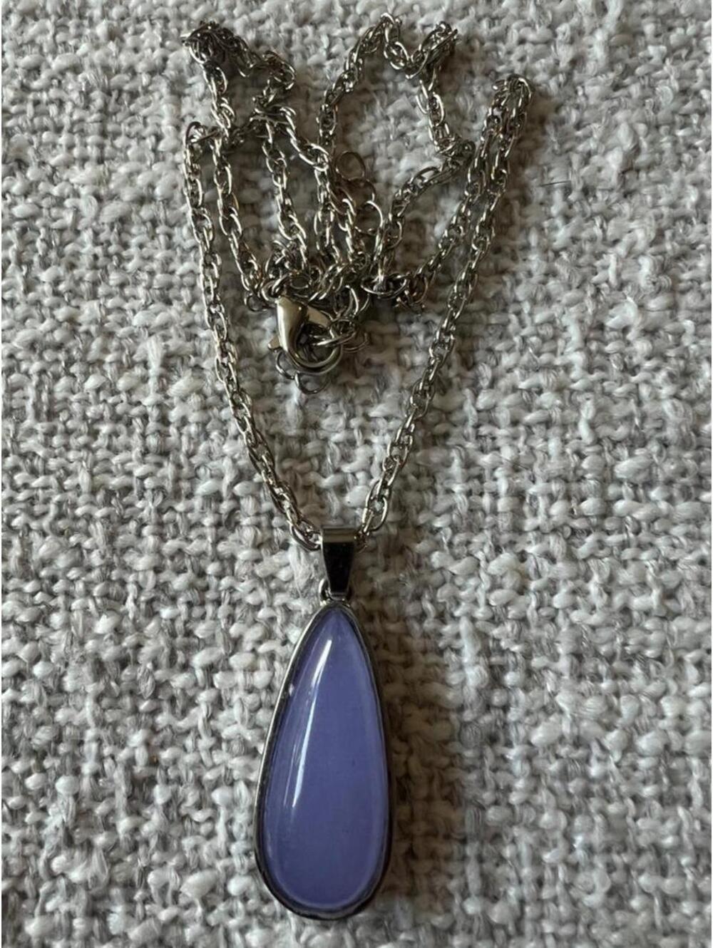 Purple Teardrop Cabochon Pendant Necklace